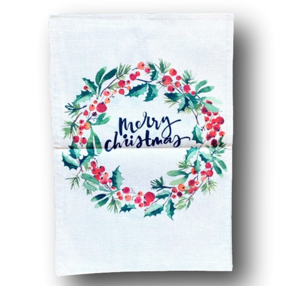 Merry Christmas Wreath Garden Flag - Brand New